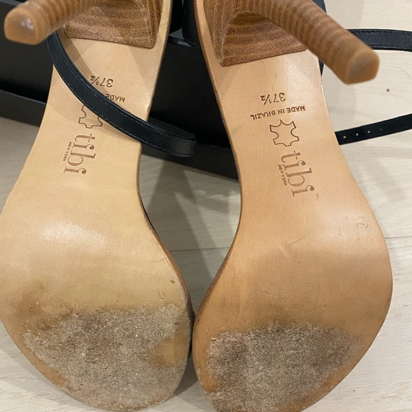 Tibi Amber Black Leather Sandals Size 7.5 - Picture 4 of 6
